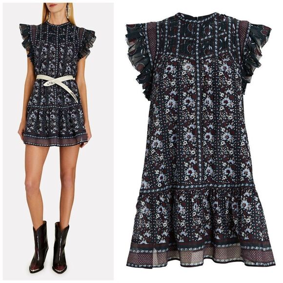 SEANew York Nadine Ruffled Floral Poplin Mini Dress